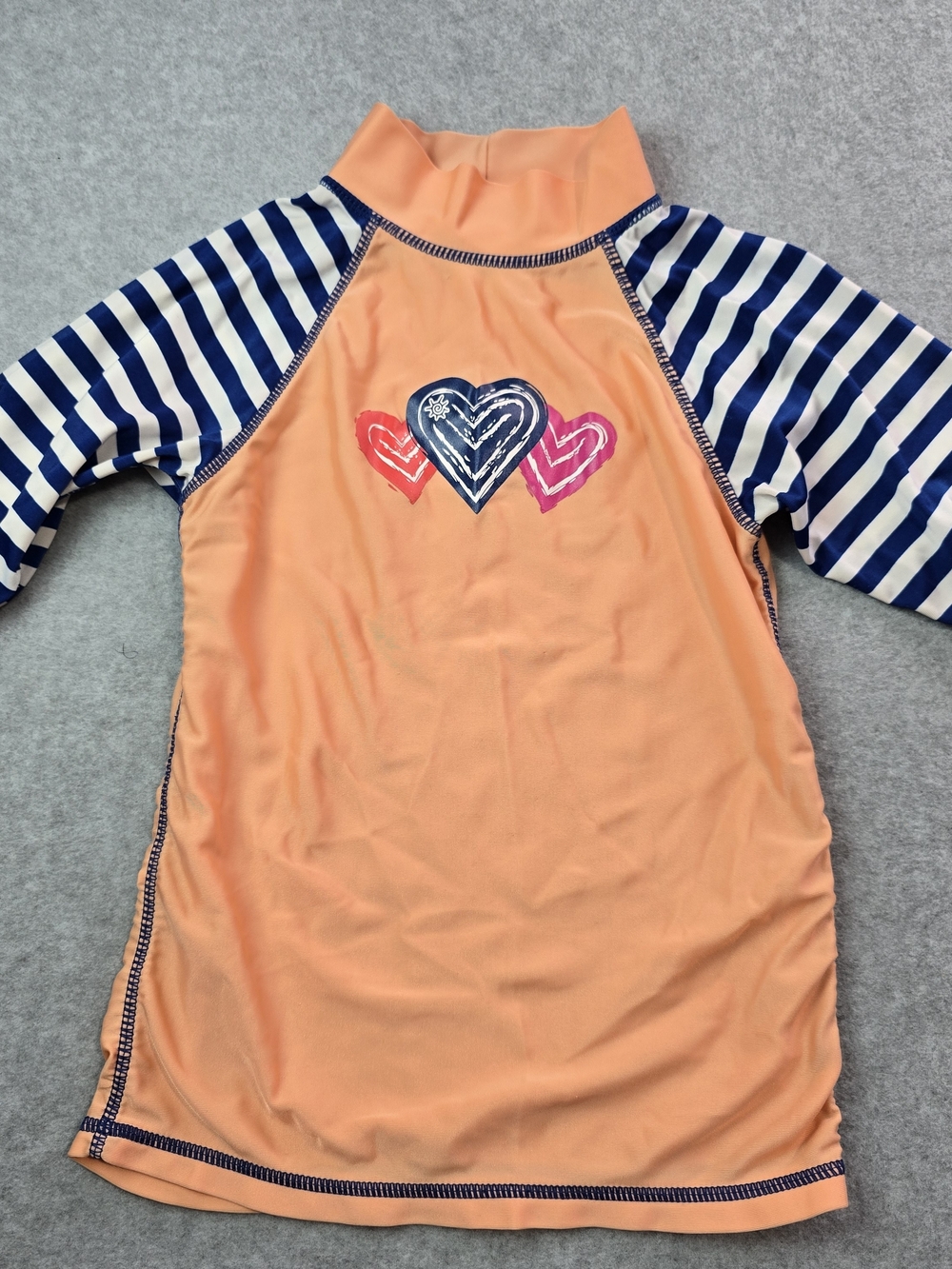 UV SKINZ Kids Peach Heart Rash Guard Swim Top Size 7